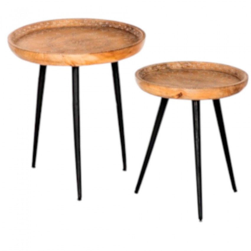 Wooden Round Side Tables