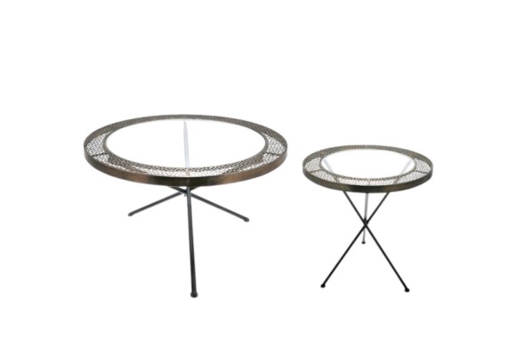 Metal Table with Glass Top