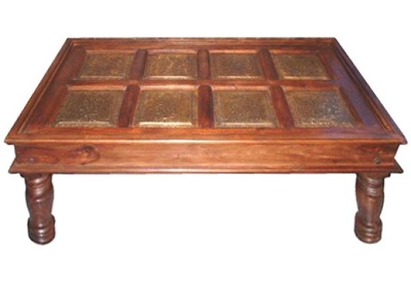 Wooden Brass Coffee Table